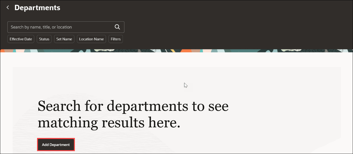 Departments Search Page