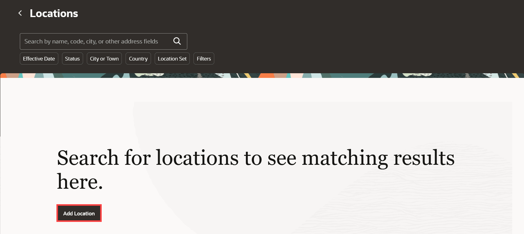 Locations Search Page in Redwood