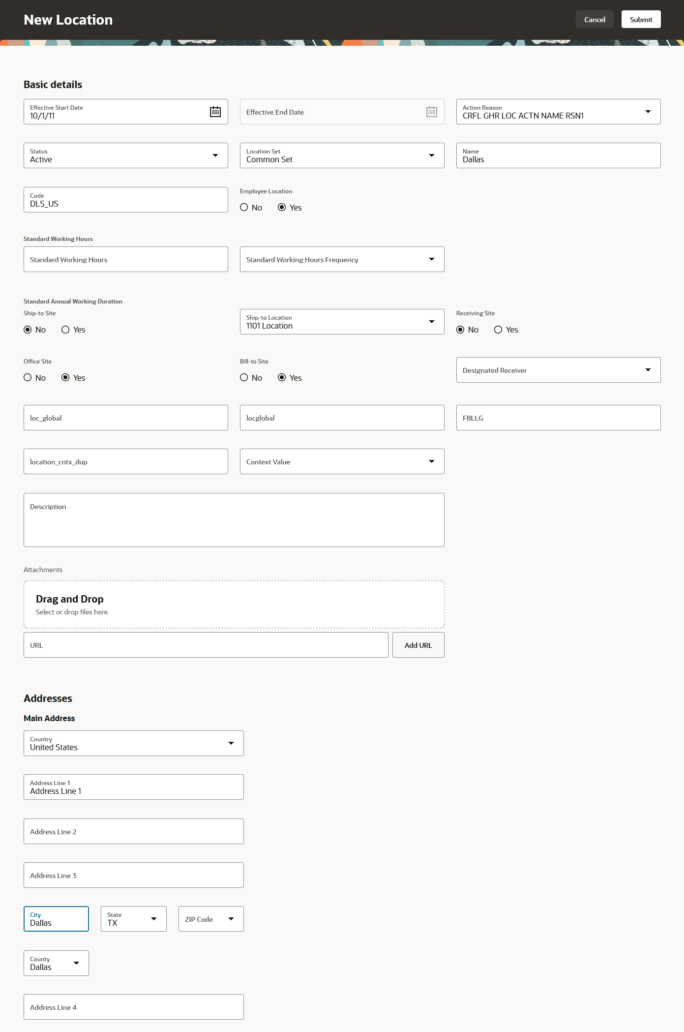 New Location page in Redwood