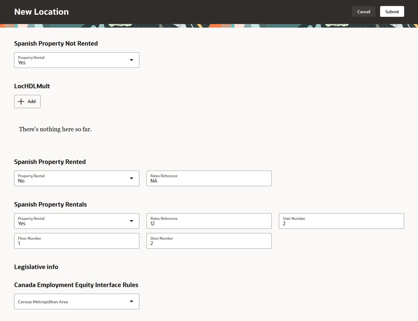 Duplicate Location page Showing copied fields for Additional Info in Redwood