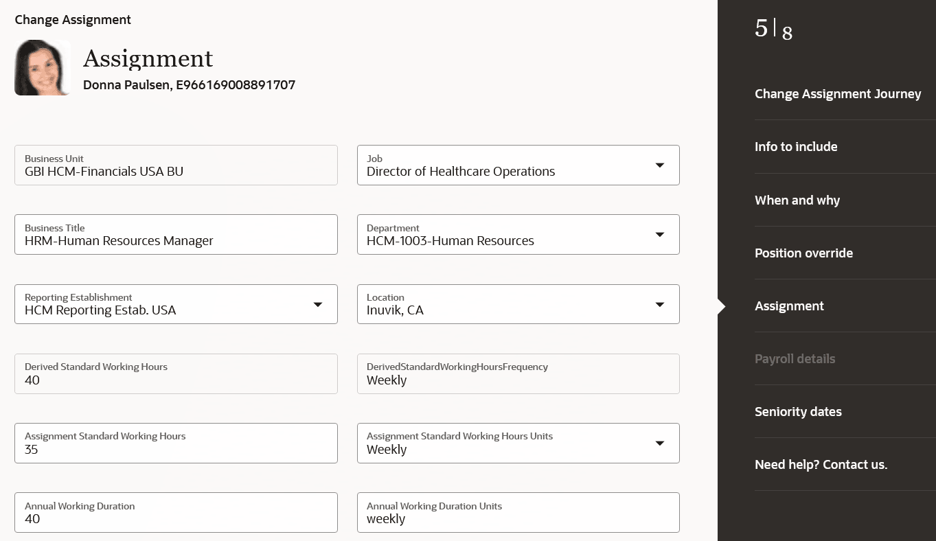 Assignment step in Change Assignment process