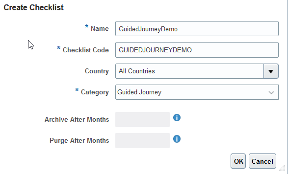 Create Checklist Window