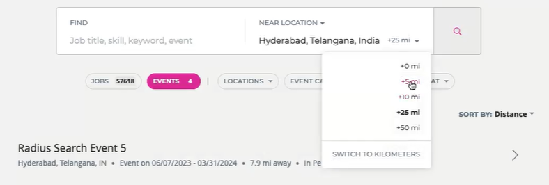 Hiring Events Search