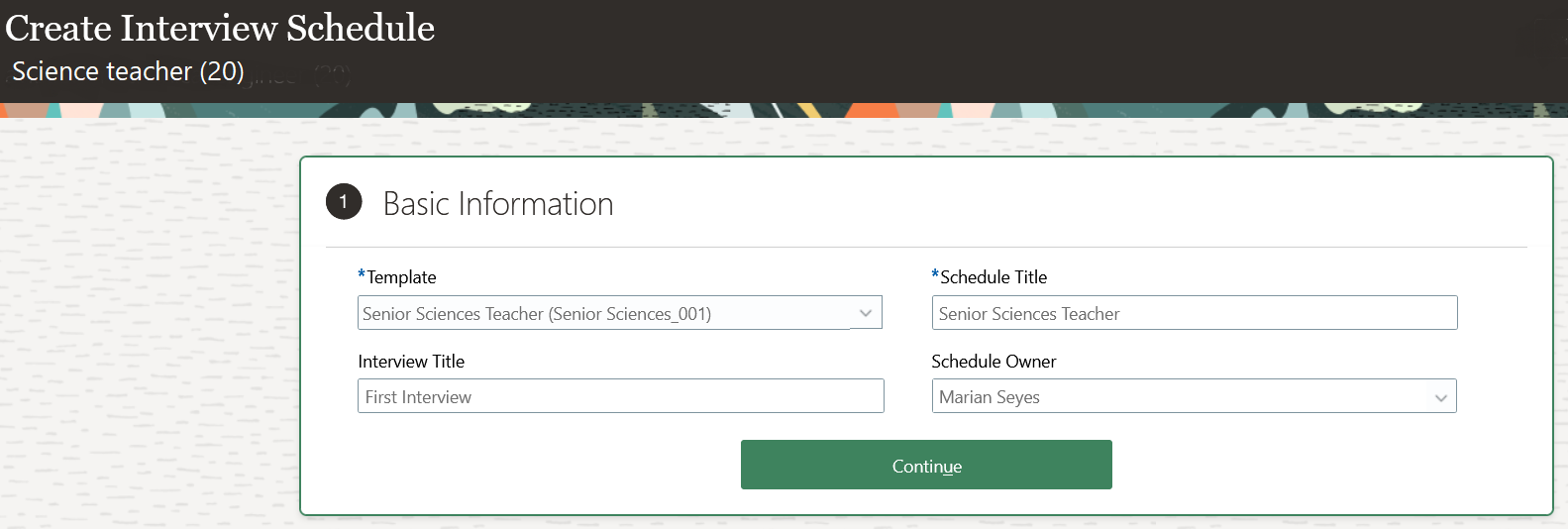 Screen capture representing the Interview Title field in the Create Interview Schedule page