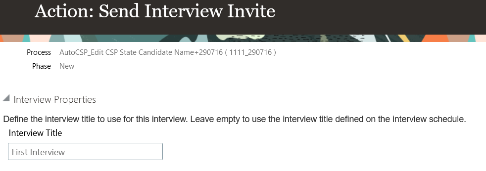 Screen capture of how to configure the Interview Title field in a candidate selecion process