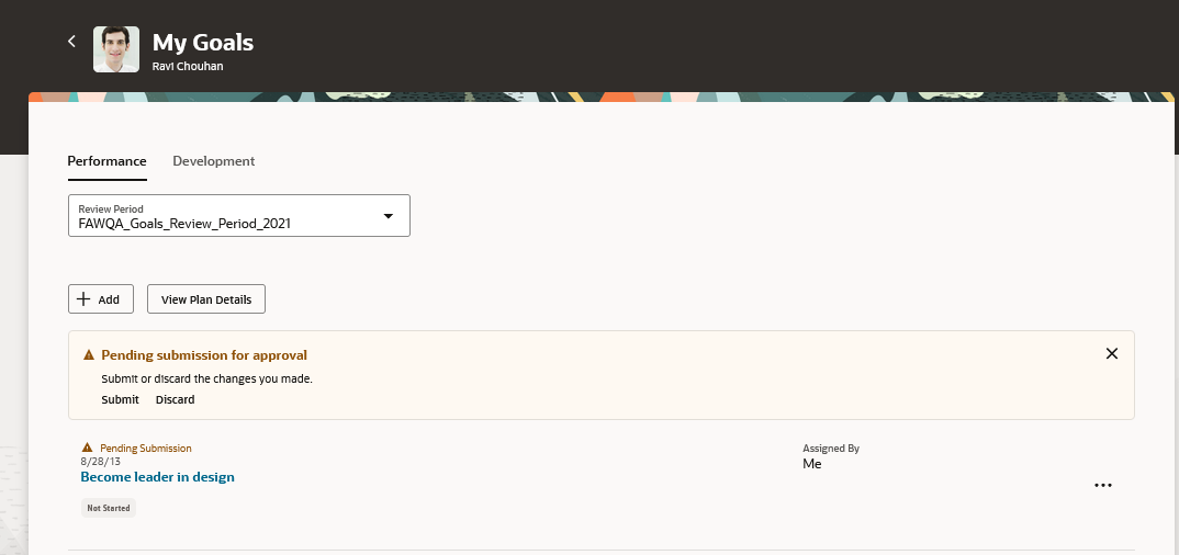 My Goals page