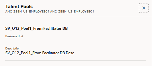 Details of talent pools for the reviewee