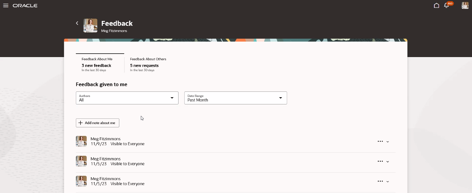 Screen capture of Feedback Spotlight for Worker