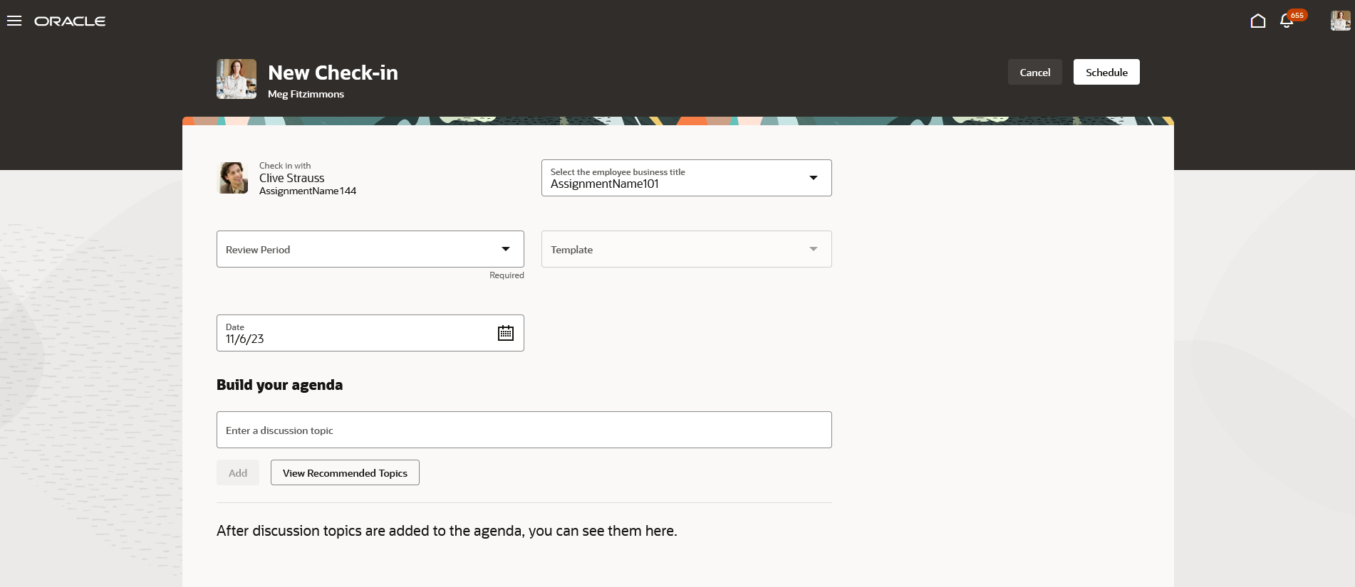 Screenshot of the New Check-in page for HR users.
