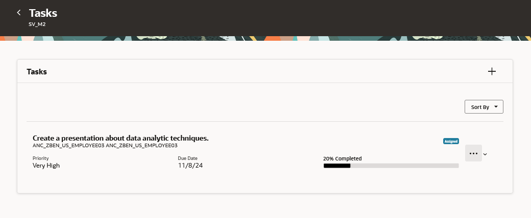 Screenshot of the Tasks page of a reviewee that lists the tasks and the progress of the task