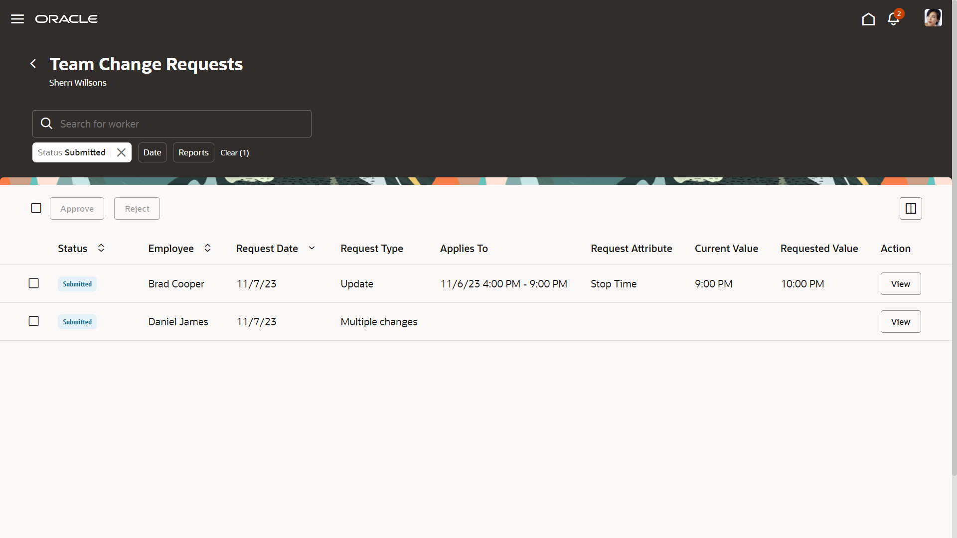 Redwood Team Change Requests Page