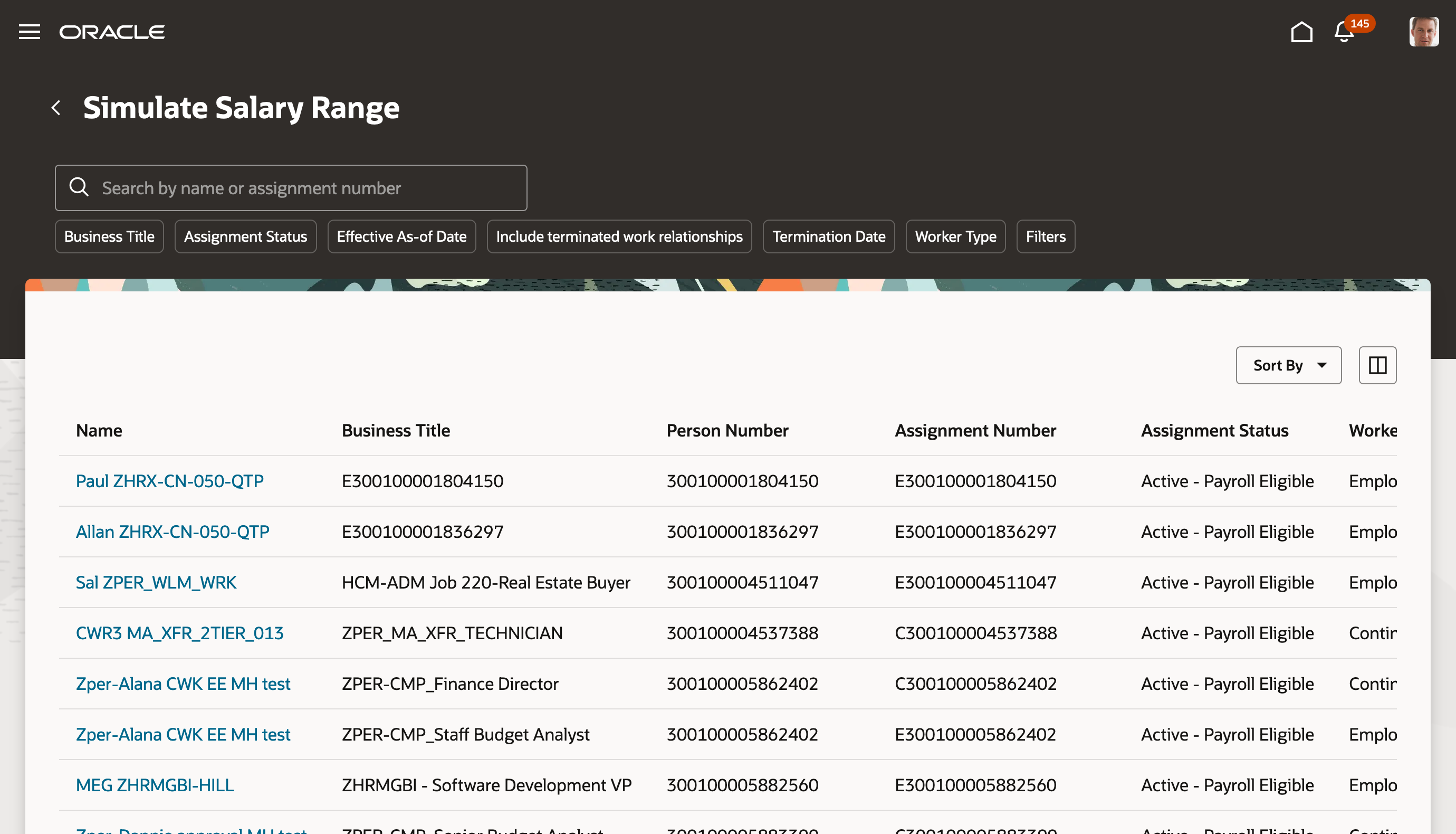 Simulate Salary Range Page with Search Results