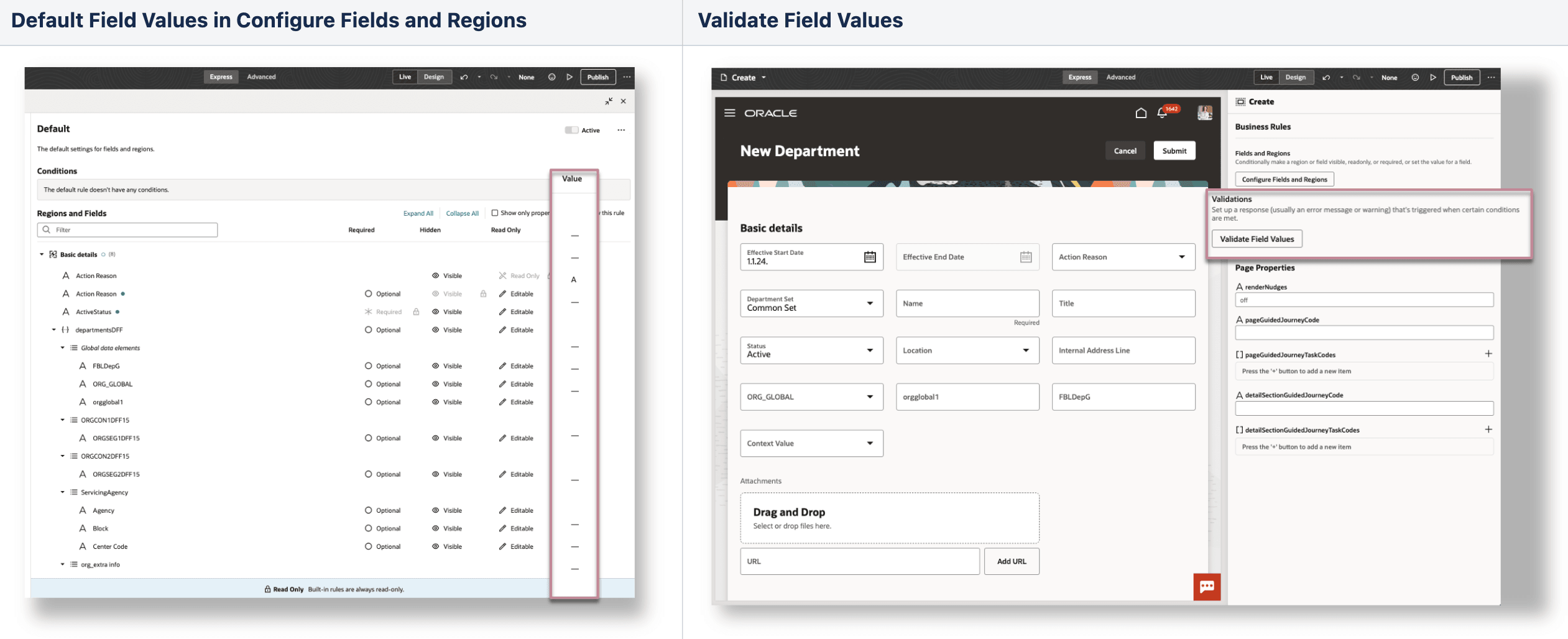 Default and Validate Field Values