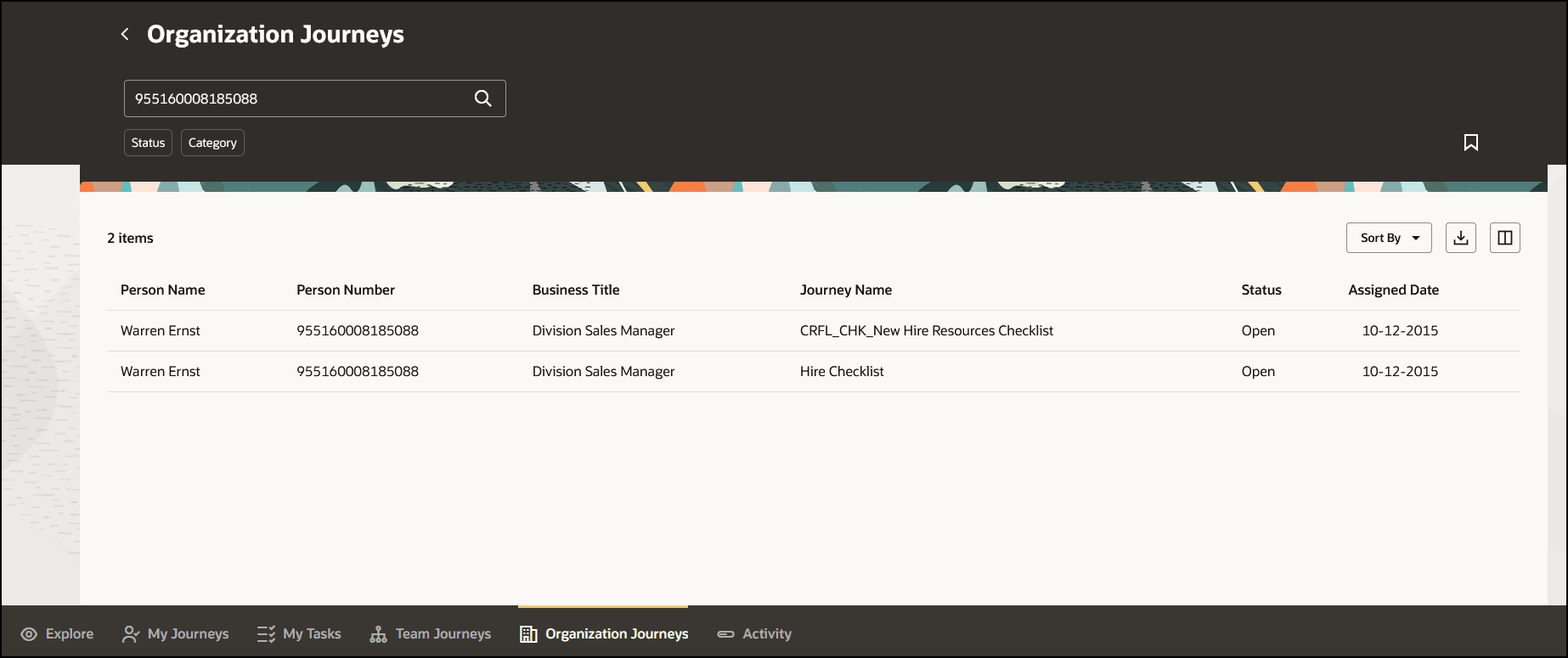Search for an Assigned Journey by Using a Keyword