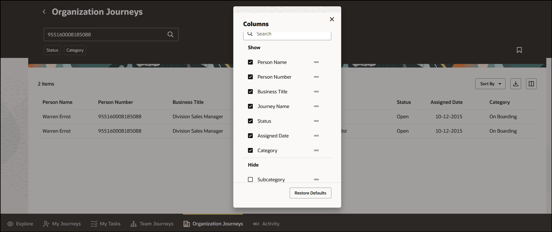 Display Hidden Columns in Search Results