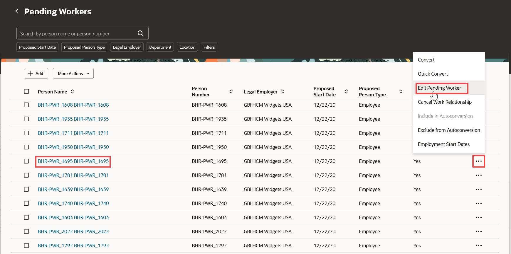 Ways to access the Edit Pending Worker flow