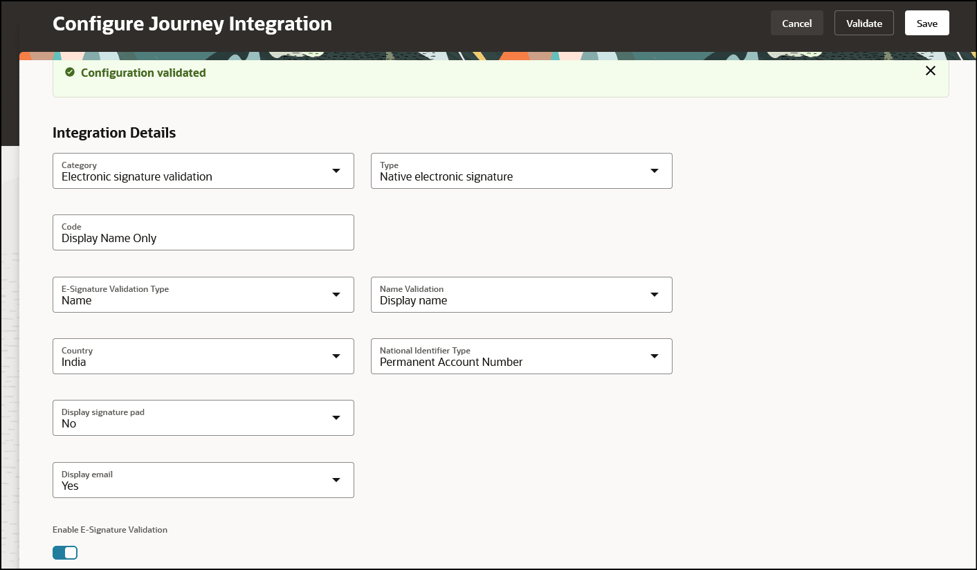 Configuration Validated Message When the Configuration is Successful