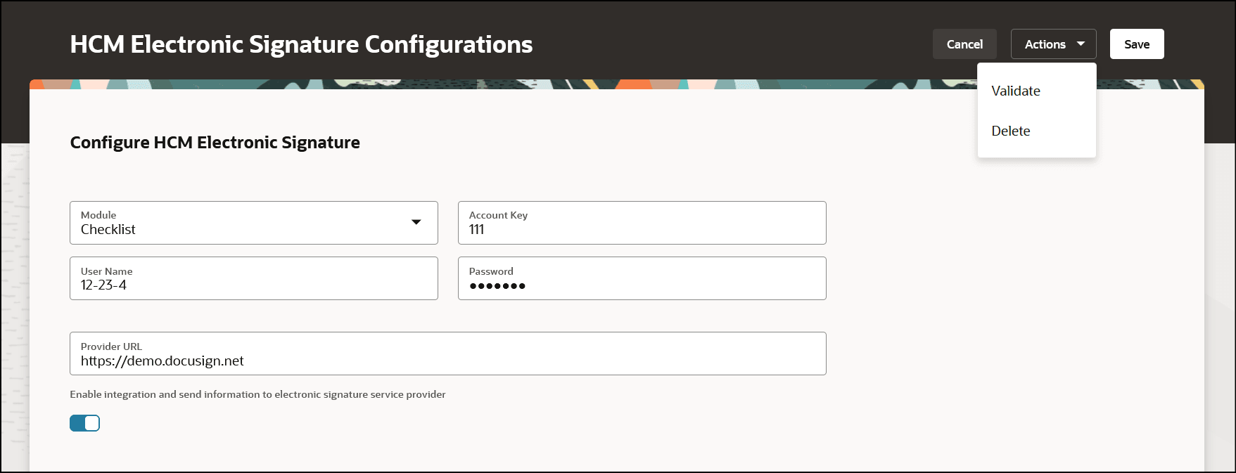 Configure HCM Electronic Signature Page
