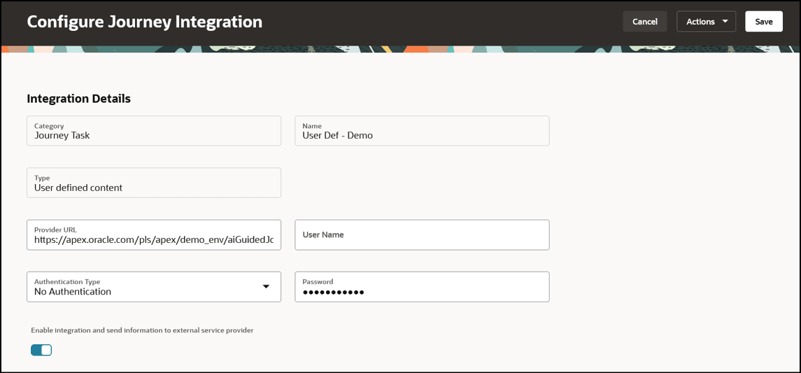 Configure Integration for User Defined Content