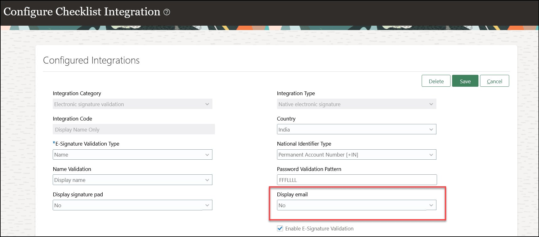Display email Field is Set to Yes by Default When You Configure Integration