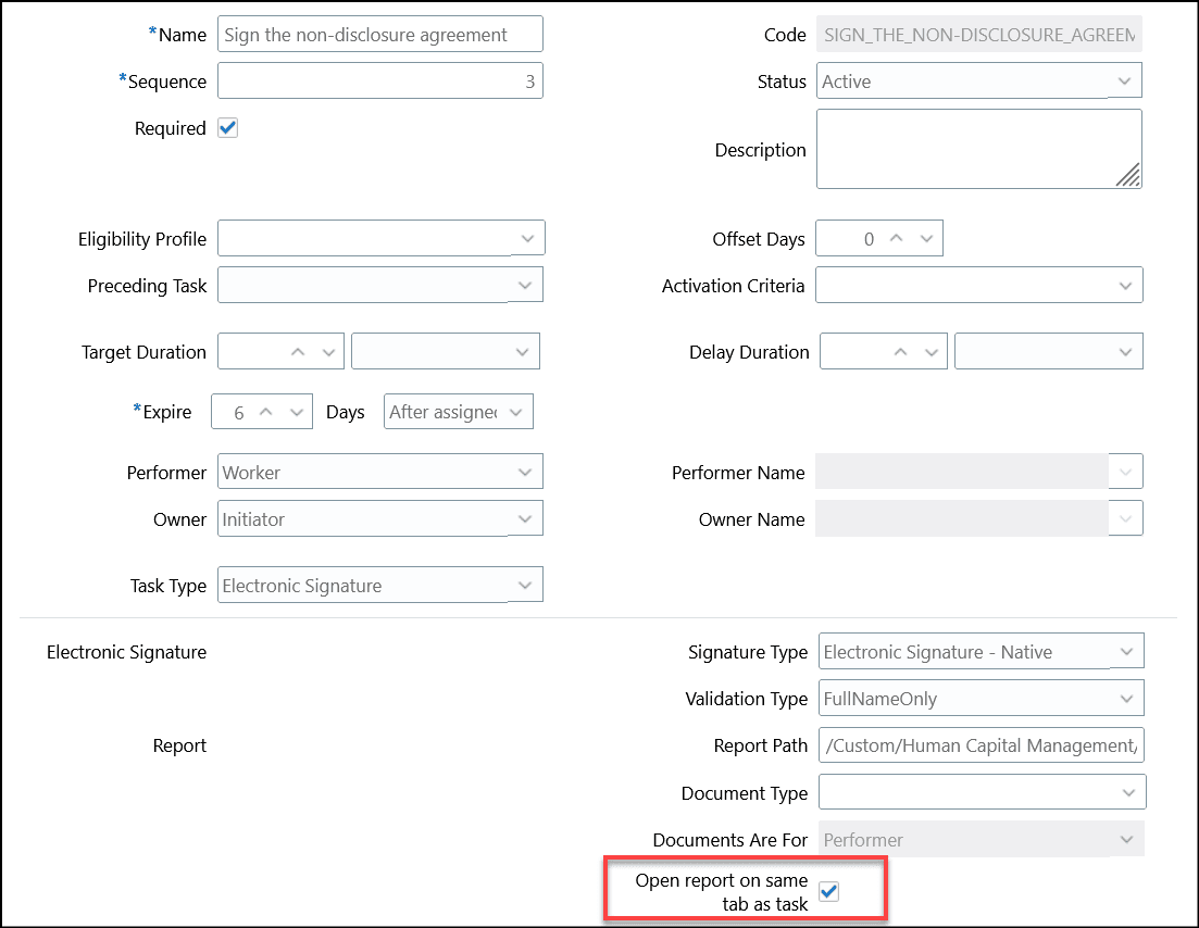 Configure Option to Open Document to be Signed on Same Journey Page