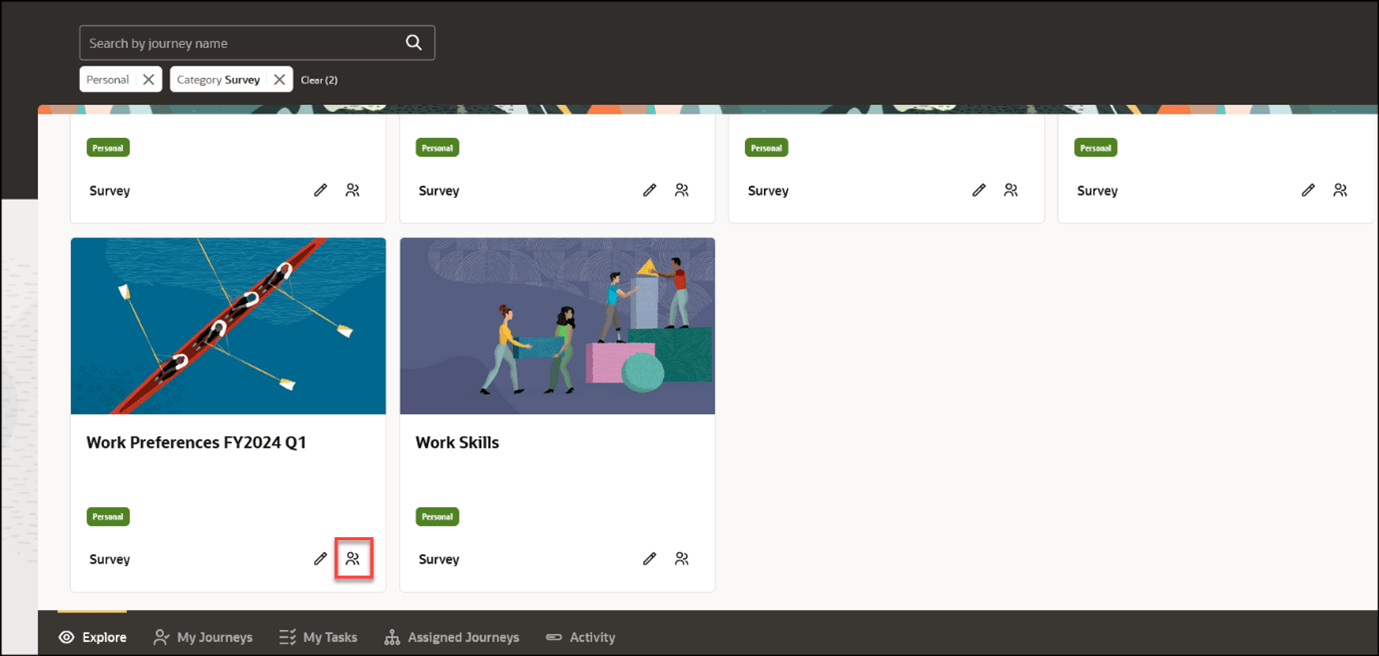 Click the Manage Assigned Journeys Icon