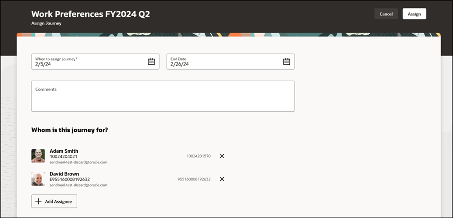 Enter End Date and Add Assignees