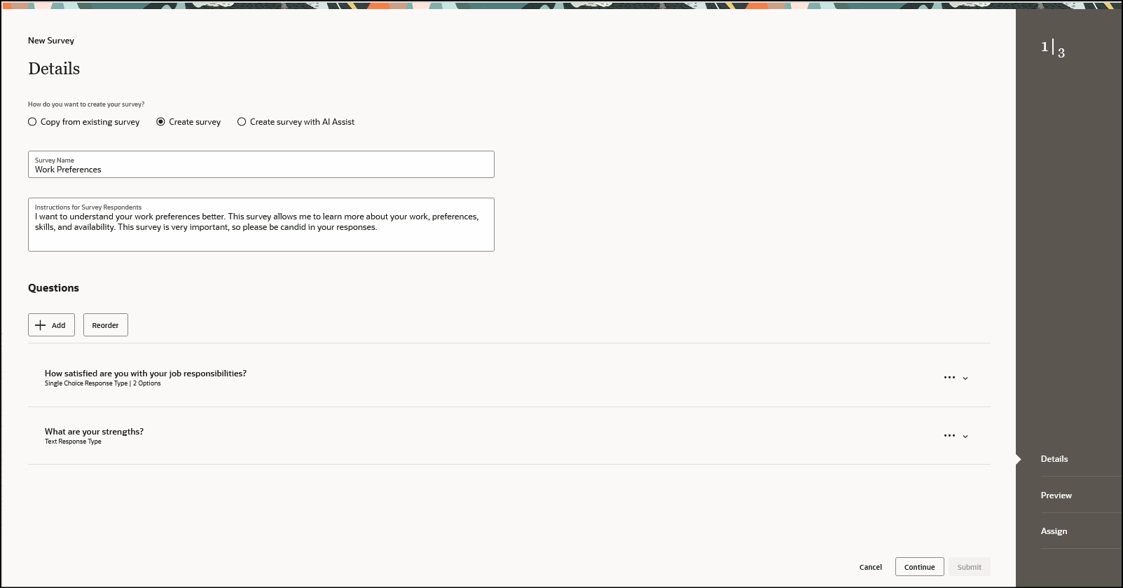 Option: Create Survey