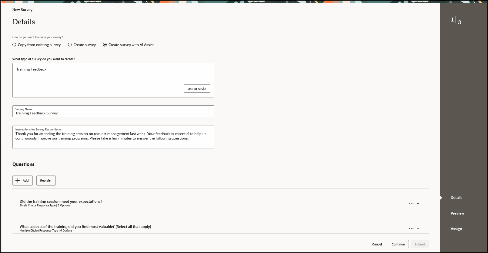 Option: Create Survey With AI Assist