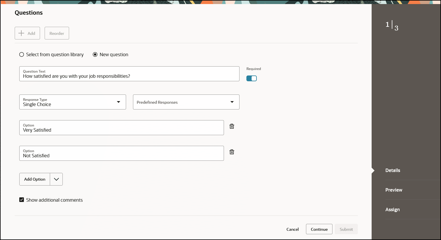 Add New Questions and Configure Responses