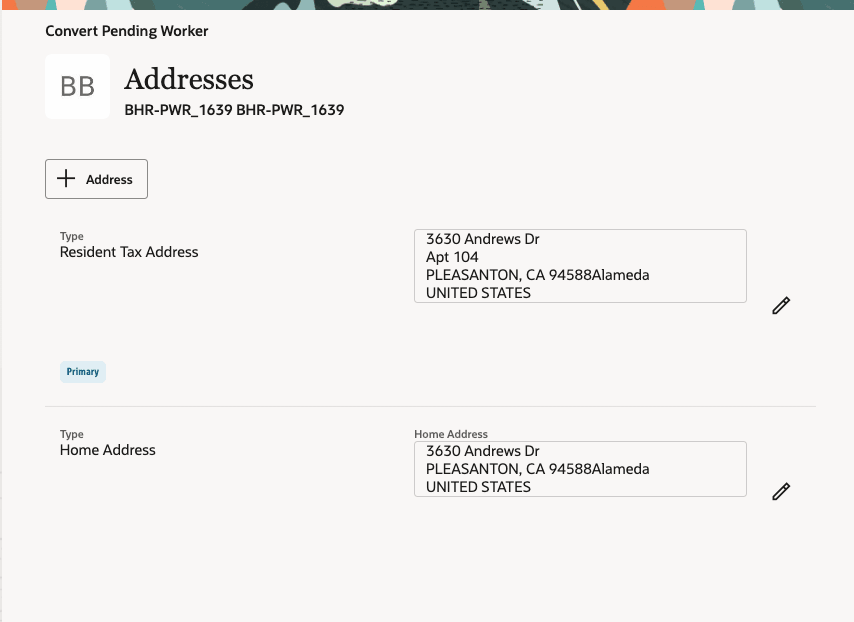 Address step to add more than address of each type