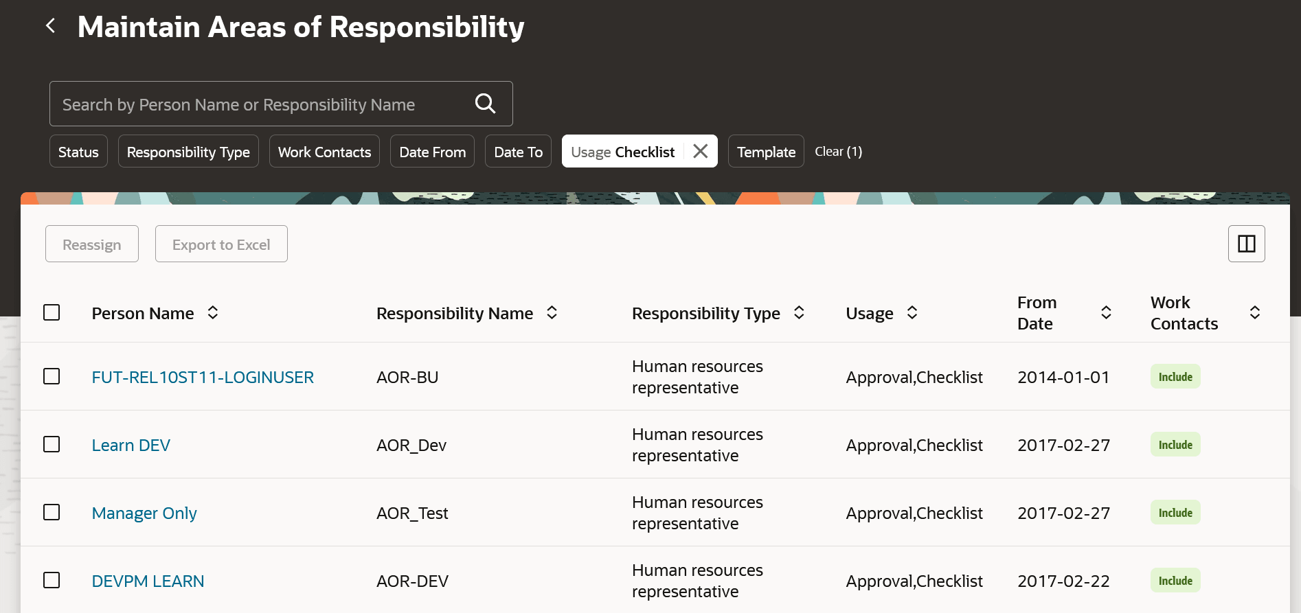Use Maintain Areas of Responsibility to search for Journeys recipients