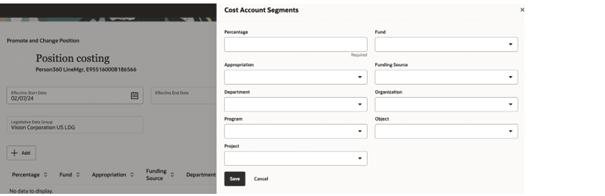 Cost account segments