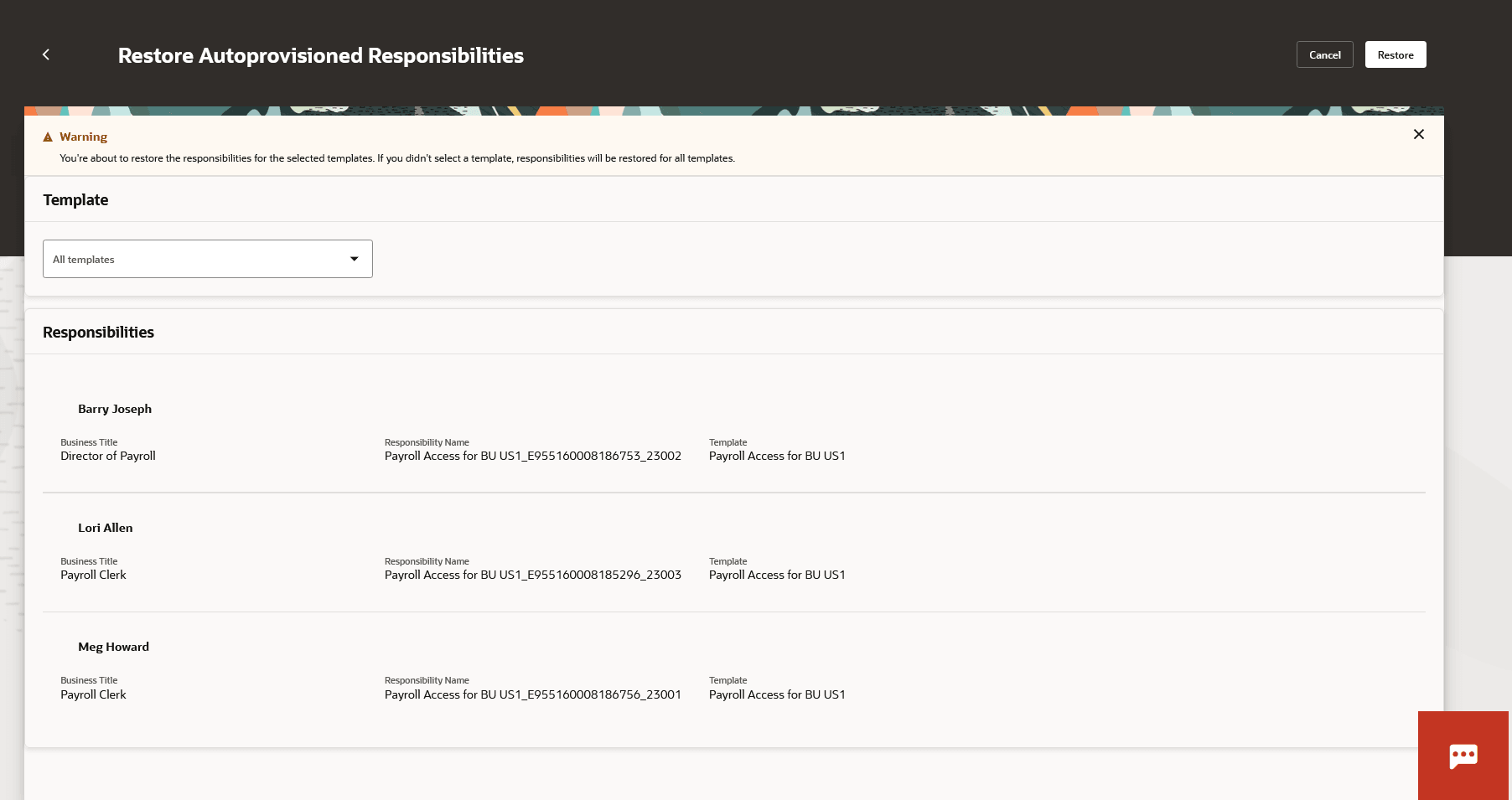 Restore Autoprovisioning Responsibilities in bulk 