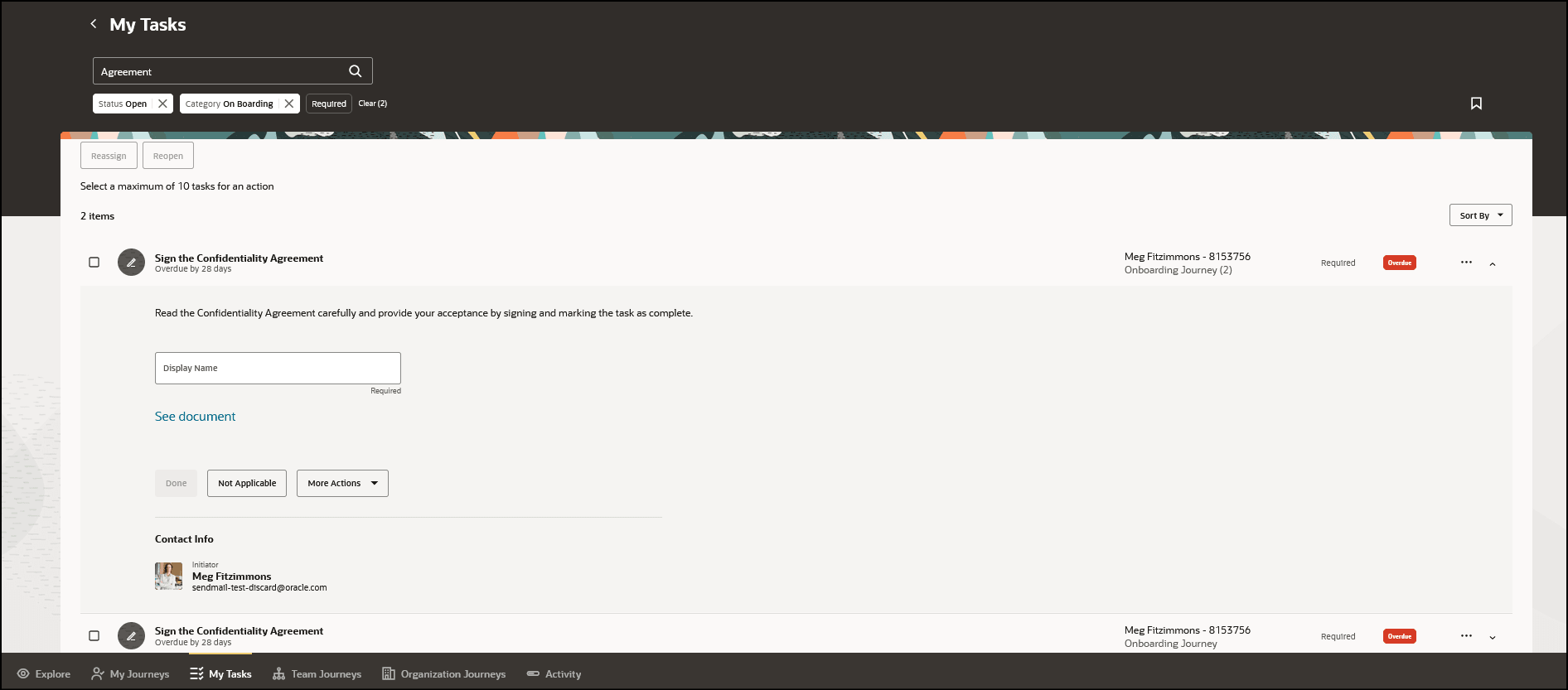 View Assigned Journey Task Details