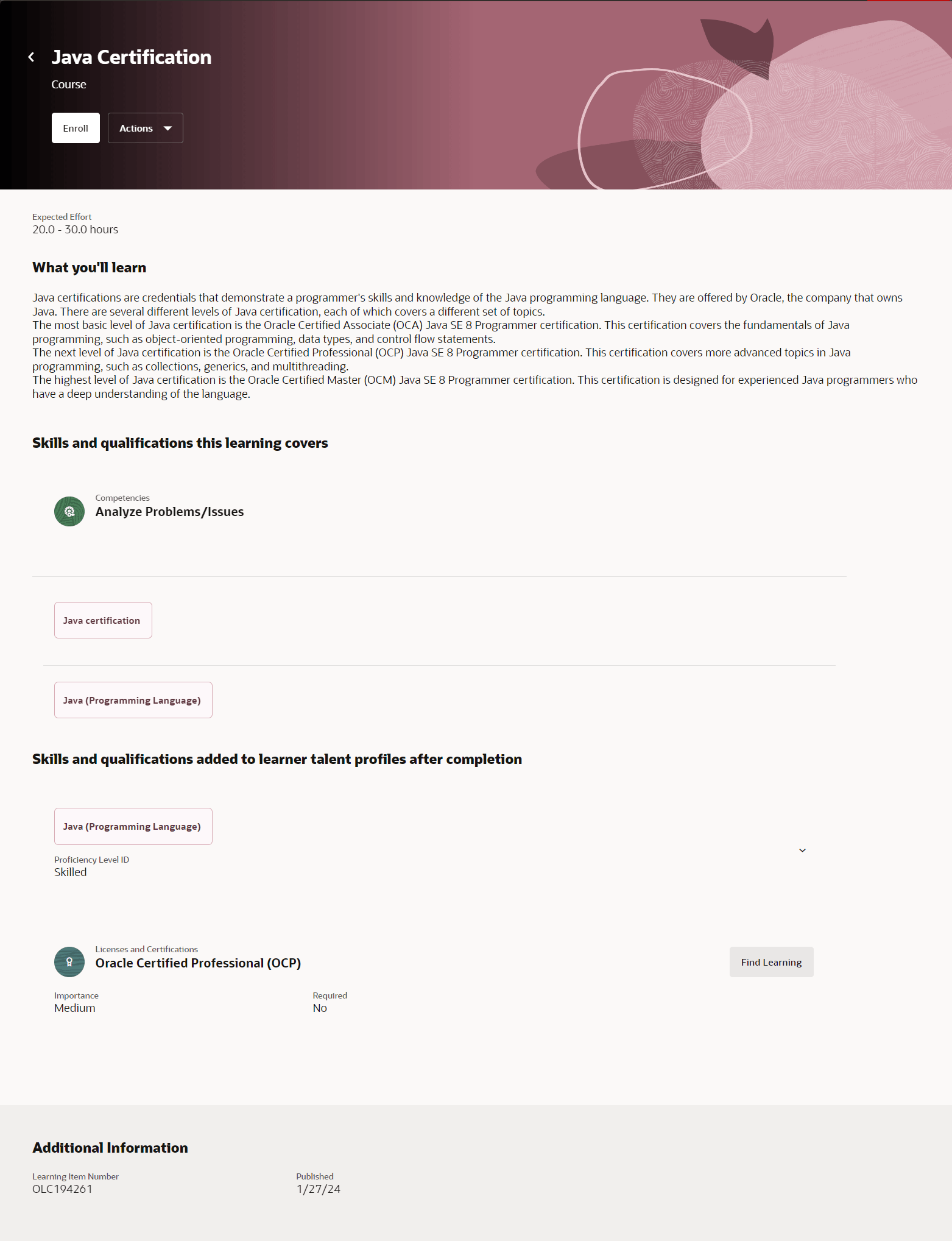 Course Details Page Showing the Two New Sections