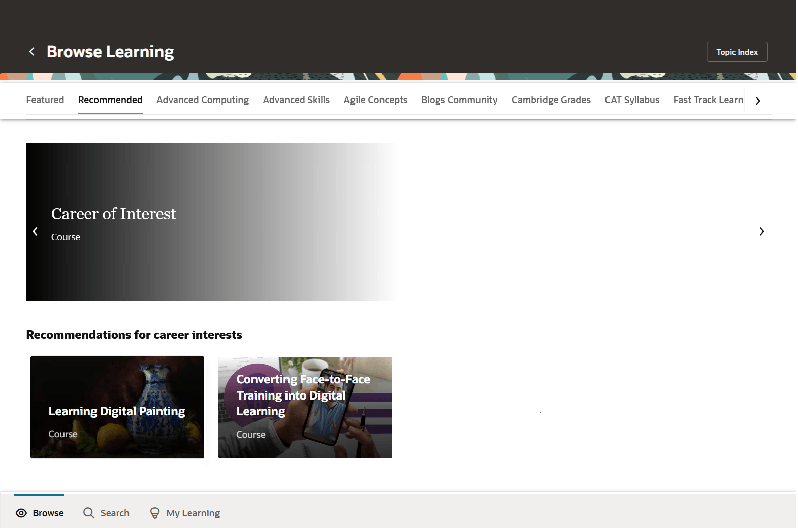 Recommendations Based on Covers and Outcome Skills and Qualifications from the Learner's Careers of Interests