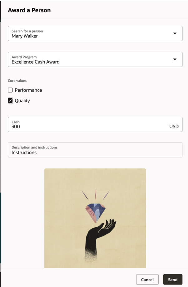 Screen capture of the Award a Person page.