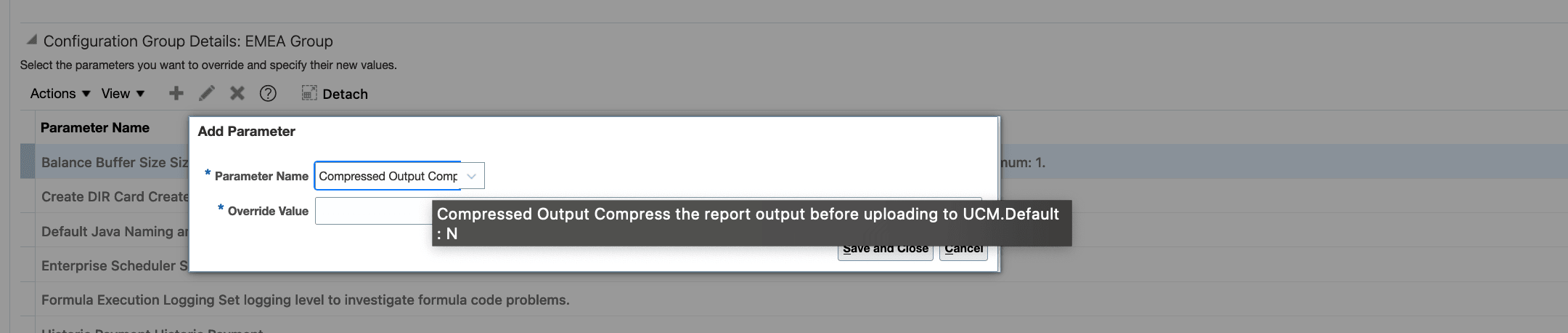 Compress Output Parameter