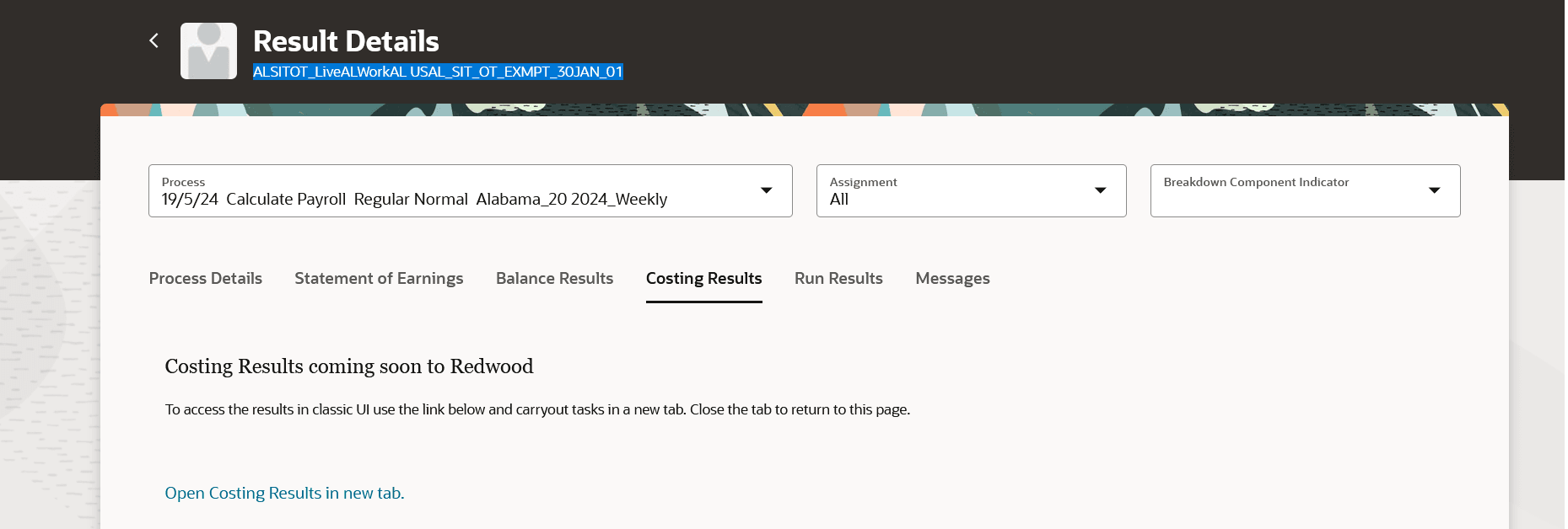 Results Details pages