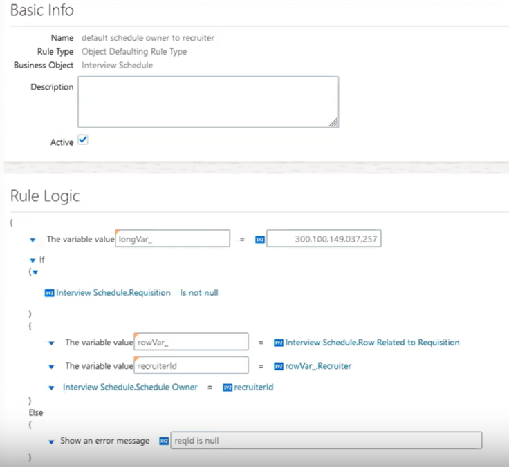 Example of Autocomplete Rule for the Interview Schedule Owner