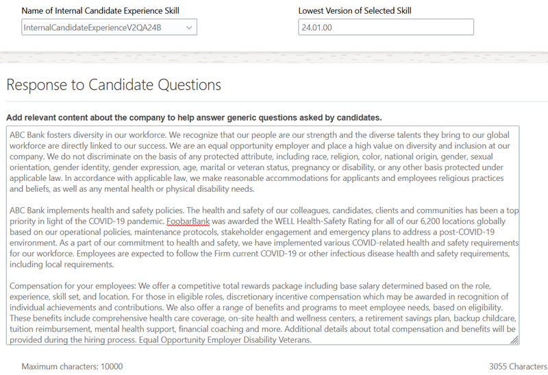 Sample of company-related policy and general information 