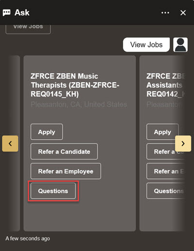 Ask Questions Related to a Job