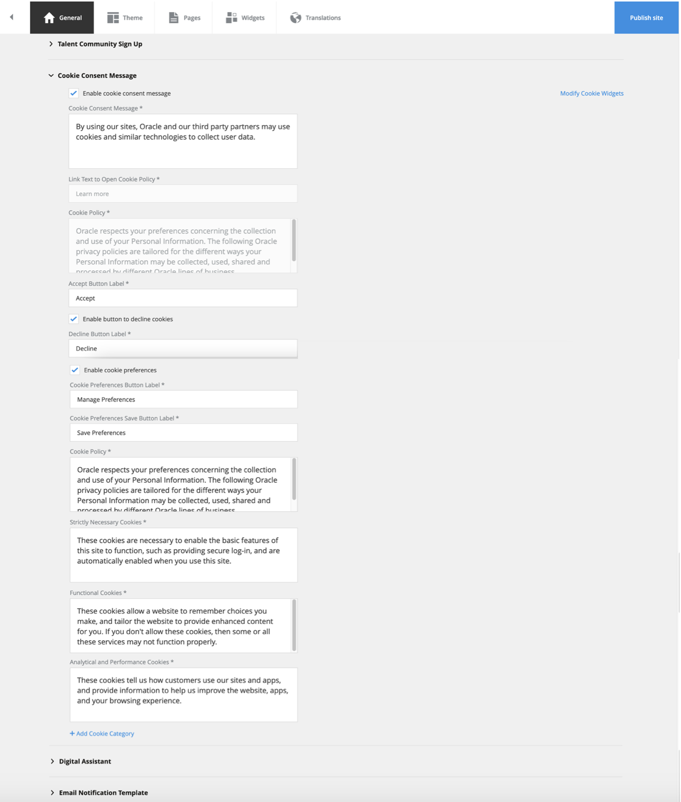 Cookie Consent Settings