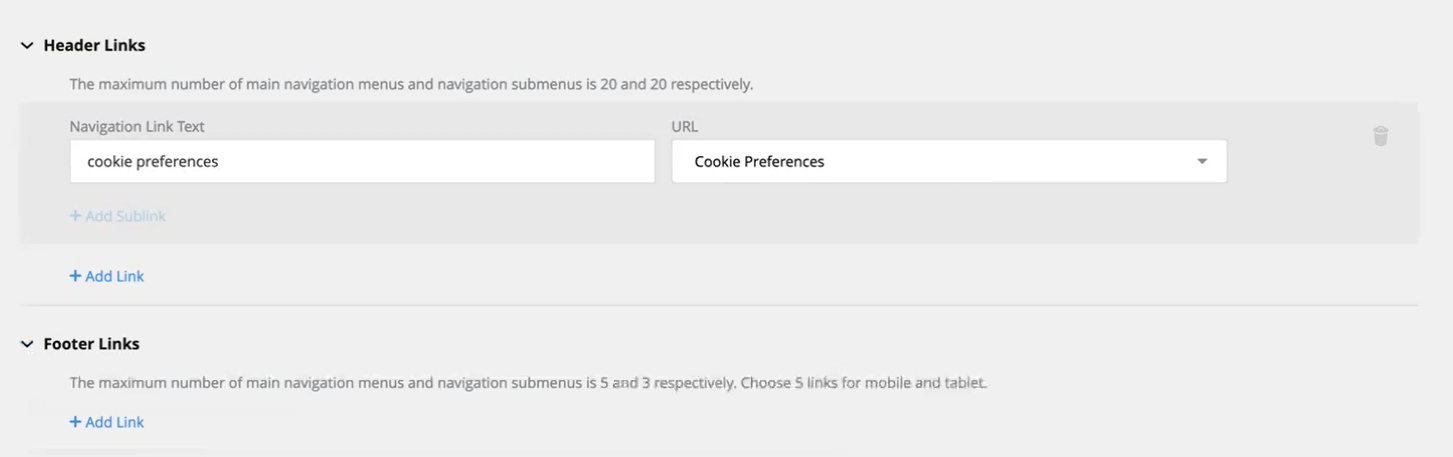 Add Cookie Preferences to the Header or Footer