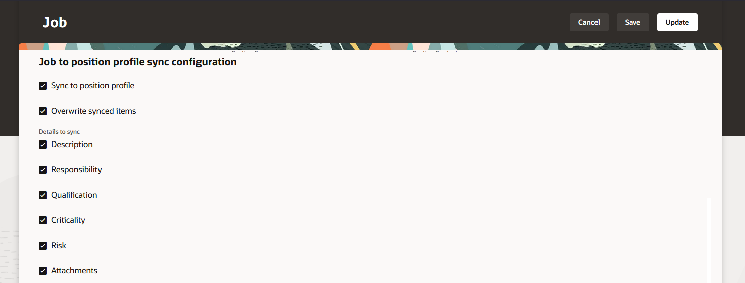 Screen capture of the configuration section with 'Sync to position profile' selected