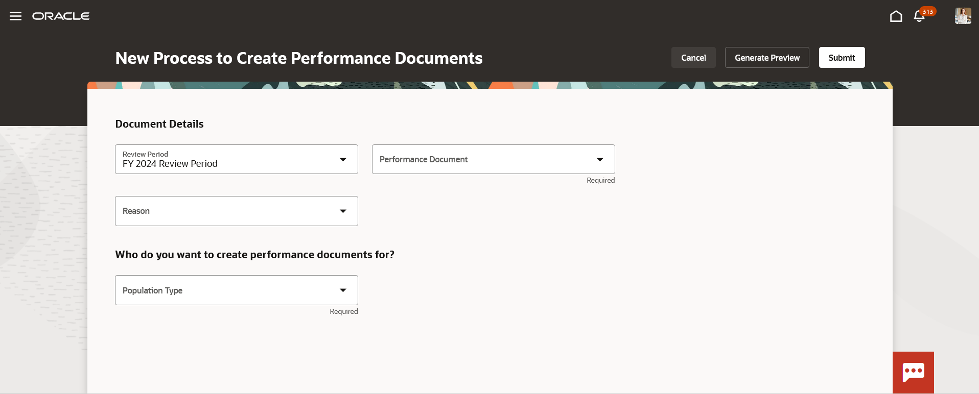 Screenshot of the Submit Process page.