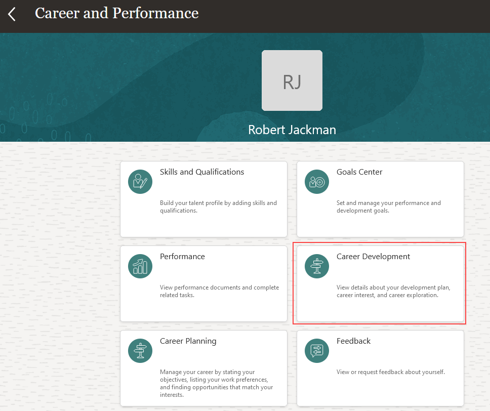 Career Development tile on the Career and Performance page