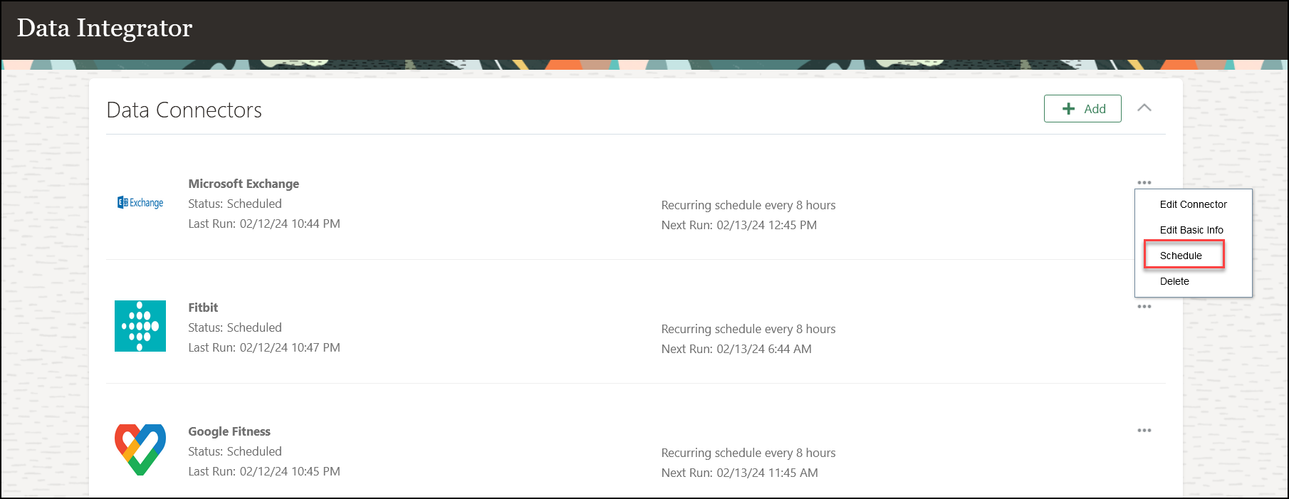 Schedule the Connector Run