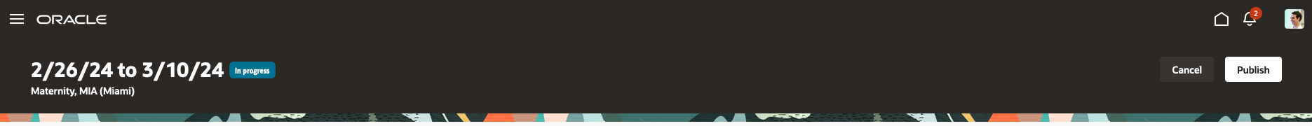 Workforce Schedule Page Header for an Unpublished Schedule